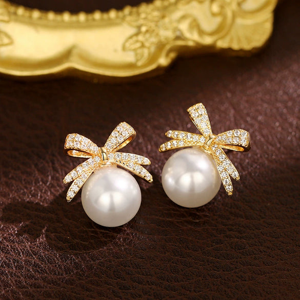 Women's Copper Bow Pattern Electroplated Earrings