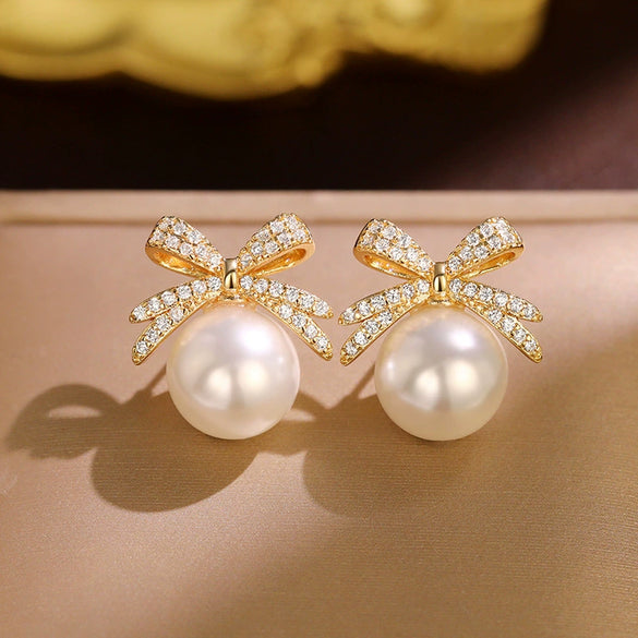 Women's Copper Bow Pattern Electroplated Earrings