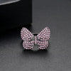 Women's Copper Bow Ring With Micro Inlaid Zircon Accents Electroplated Open Adjustable Statement Fashion Ring