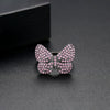 Women's Copper Bow Ring With Micro Inlaid Zircon Accents Electroplated Open Adjustable Statement Fashion Ring