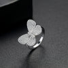 Women's Copper Bow Ring With Micro Inlaid Zircon Accents Electroplated Open Adjustable Statement Fashion Ring