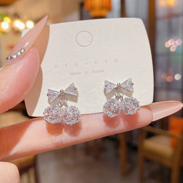 Women's Copper Bow Zirconia Earrings
