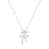 Women's Copper Bowknot Clavicle Chain Necklace With Geometric Pendant Electroplated Sweet Versatile Design
