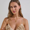 Women's Copper Bowknot Clavicle Chain Necklace With Geometric Pendant Electroplated Sweet Versatile Design