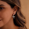 Women's Copper Bowknot Rhinestone Earrings Minimalist Geometric Design With Electroplated Finish Sweet Versatile Fashion Jewelry