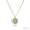 Women's Copper Box Chain Necklace With Mixed Gem Inlay And Electroplating Treatment Geometric Style