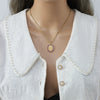 Women's Copper Box Chain Necklace With Mixed Gem Inlay And Electroplating Treatment Geometric Style