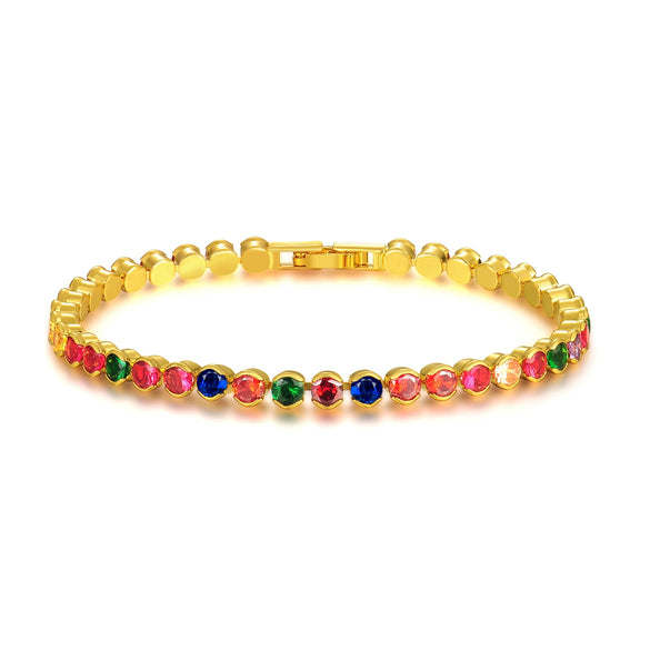 Women's Copper Bracelet With Aaa Round Color Zircon Geometric Natural Style Fashion Jewelry