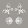 Women's Copper Butterfly Inlaid Zircon Imitation Pearl Elegant Fashion Earrings With Geometric Animal Zodiac Design