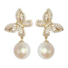 Women's Copper Butterfly Inlaid Zircon Imitation Pearl Elegant Fashion Earrings With Geometric Animal Zodiac Design