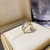 Women’s Copper C Shaped Open Ring With Micro Paved Zircon Geometric Design Electroplated Fashion Jewelry