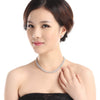 Women's Copper Camellia Flower Necklace With Zircon Accents And Handmade Chain Bridal Jewelry Set Wholesale