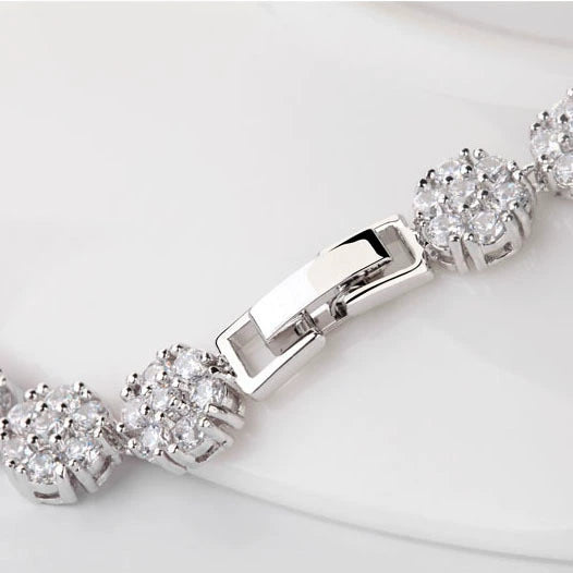 Women's Copper Camellia Flower Necklace With Zircon Accents And Handmade Chain Bridal Jewelry Set Wholesale