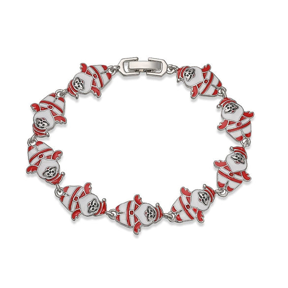 Women's Copper Christmas Bracelet With Colorful Drip Oil Geometric Design And Festive Holiday Tree Motifs