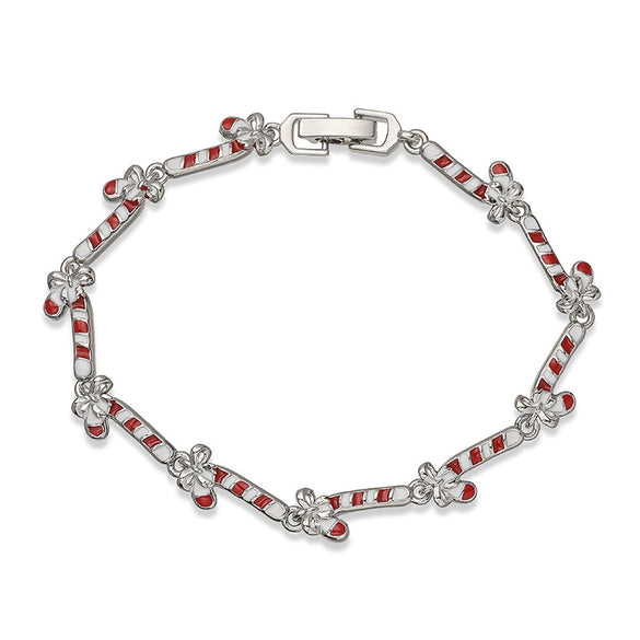 Women's Copper Christmas Bracelet With Colorful Drip Oil Geometric Design And Festive Holiday Tree Motifs