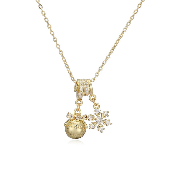 Women's Copper Christmas Necklace With Santa Claus Snowflake Stocking And Candy Cane Charms Dripping Oil Finish And O Chain