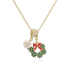 Women's Copper Christmas Necklace With Santa Claus Snowflake Stocking And Candy Cane Charms Dripping Oil Finish And O Chain