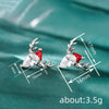 Women's Copper Christmas Reindeer Drop Earrings With Synthetic Cubic Zirconia And Enamel Holiday Design