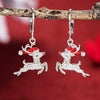 Women's Copper Christmas Reindeer Earrings With Santa Hat And Oil Painting Style Festive Animal Design
