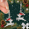 Women's Copper Christmas Reindeer Earrings With Santa Hat And Oil Painting Style Festive Animal Design