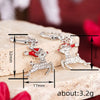Women's Copper Christmas Reindeer Earrings With Santa Hat And Oil Painting Style Festive Animal Design