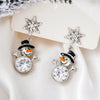 Women's Copper Christmas Snowman Snowflake Earrings With Star Shape And Festive Cartoon Design