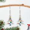 Women's Copper Christmas Tree Earrings With Colorful Zircon Festive Holiday Jewelry In Fairy Style