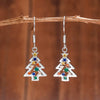 Women's Copper Christmas Tree Earrings With Colorful Zircon Festive Holiday Jewelry In Fairy Style