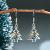 Women's Copper Christmas Tree Earrings With Colorful Zircon Festive Holiday Jewelry In Fairy Style