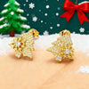 Women's Copper Christmas Tree Earrings With Shiny Zircon Geometric Leaf Design Sparkling Holiday Fashion Jewelry
