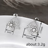 Women's Copper Christmas Tree Earrings With Shiny Zircon Geometric Leaf Design Sparkling Holiday Fashion Jewelry