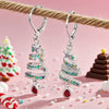 Women's Copper Christmas Tree Earrings With Spiral Ribbon Water Drop Pendants And Star Shape Design