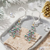 Women's Copper Christmas Tree Earrings With Star Accents Elegant Sweet Line Art Holiday Jewelry