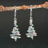 Women's Copper Christmas Tree Earrings With Star Accents Elegant Sweet Line Art Holiday Jewelry