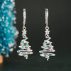 Women's Copper Christmas Tree Earrings With Star Accents Elegant Sweet Line Art Holiday Jewelry