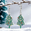 Women's Copper Christmas Tree Earrings With Starshaped Sparkling Snowflake Design Festive Holiday Jewelry Accessories