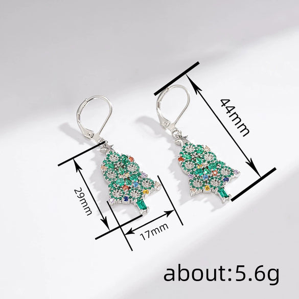Women's Copper Christmas Tree Earrings With Starshaped Sparkling Snowflake Design Festive Holiday Jewelry Accessories