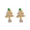 Women's Copper Christmas Tree Earrings With Zircon Inlay Geometric Star And Floral Design Light Luxury Style
