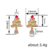 Women's Copper Christmas Tree Earrings With Zircon Inlay Geometric Star And Floral Design Light Luxury Style