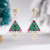 Women's Copper Christmas Tree Star Earrings Colorful Sparkling Holiday Jewelry With Festive Plant Inspired Design