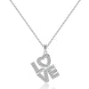Women's Copper Clavicle Necklace With Zircon Inlay Love Letter Pendant And Electroplated Light Luxury Style