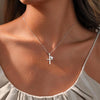 Women's Copper Cross And Heart Necklace With Electroplated Geometric Pendant Simple Versatile Clavicle Chain Trendy Jewelry