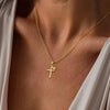 Women's Copper Cross And Heart Necklace With Electroplated Geometric Pendant Simple Versatile Clavicle Chain Trendy Jewelry