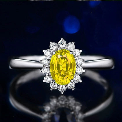 Women's Copper Crown Design Engagement Ring With Oval Gem And Zircon Diamond Style Inlay Classic Princess Fashion Ring Adjustable Open Band