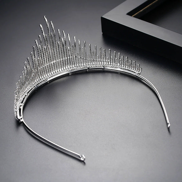 Women's Copper Crown Hair Hoop With Microinlaid Zircon Elegant Wedding And Dinner Hair Accessory Gift