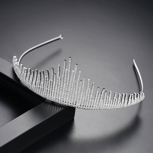 Women's Copper Crown Hair Hoop With Microinlaid Zircon Elegant Wedding And Dinner Hair Accessory Gift