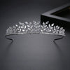 Women's Copper Crown Tiara With Leaf Design And Zircon Accents For Bridal Wedding Headwear