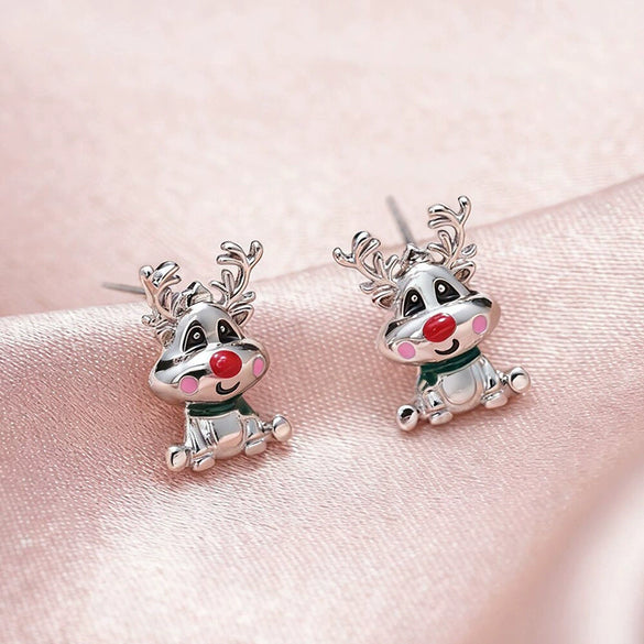 Women's Copper Deer And Elk Earrings With Electroplated Animal Zodiac Design Cute Christmas Festival Jewelry