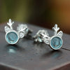 Women's Copper Deer Earrings With Imitation Moonstone And Zircon Accents Translucent Christmas Festival Jewelry