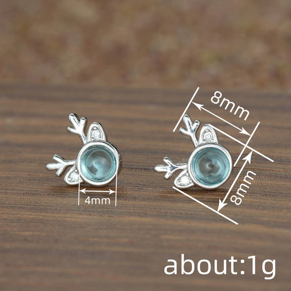 Women's Copper Deer Earrings With Imitation Moonstone And Zircon Accents Translucent Christmas Festival Jewelry